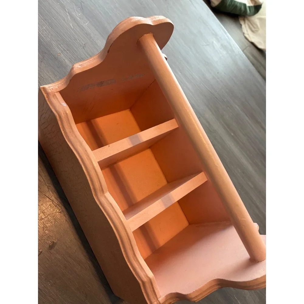 Vintage Pink Wooden Nursery Caddy This Little Piggy Storage Tote Scalloped Edge